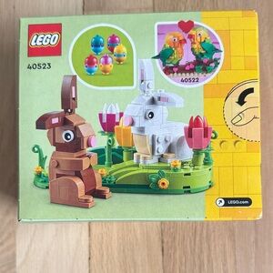 Lego Bunny Pair Spring Garden Set - White, Brown, Green, Pink, Yellow